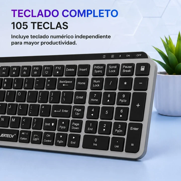 Teclado Inalámbrico Slim Dual Mode Bluetooth Y 2.4G Jertech KBT231 - Image 3